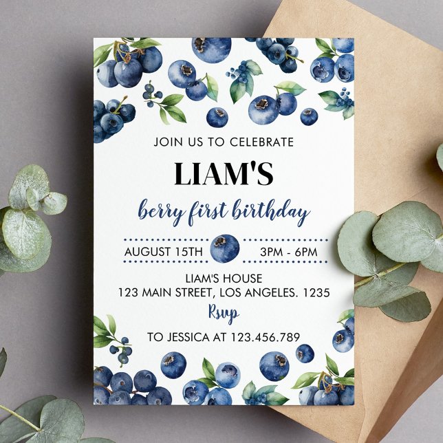 Invitación de cumpleaños 1 a Blueberry Sweet (Subido por el creador)