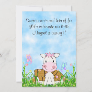 Invitación de cumpleaños 1 a caballo y mariposas