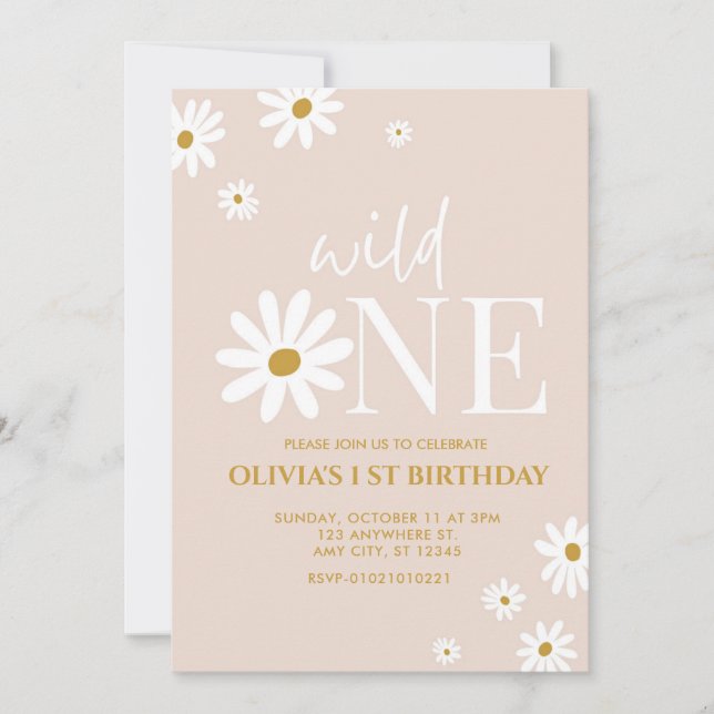 Invitación de cumpleaños 1 a Chicas de Daisy Flowe (Anverso)