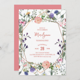 Invitación de cumpleaños 1 a Wildflower Boho