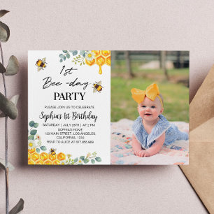 Invitación de cumpleaños 1 Bee Comb