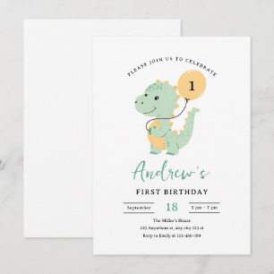 Invitación de cumpleaños 1 de Dinosaurio, T rex mi