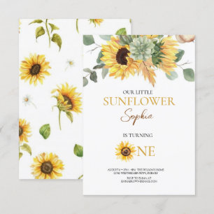 Invitación de cumpleaños 1 de girasol