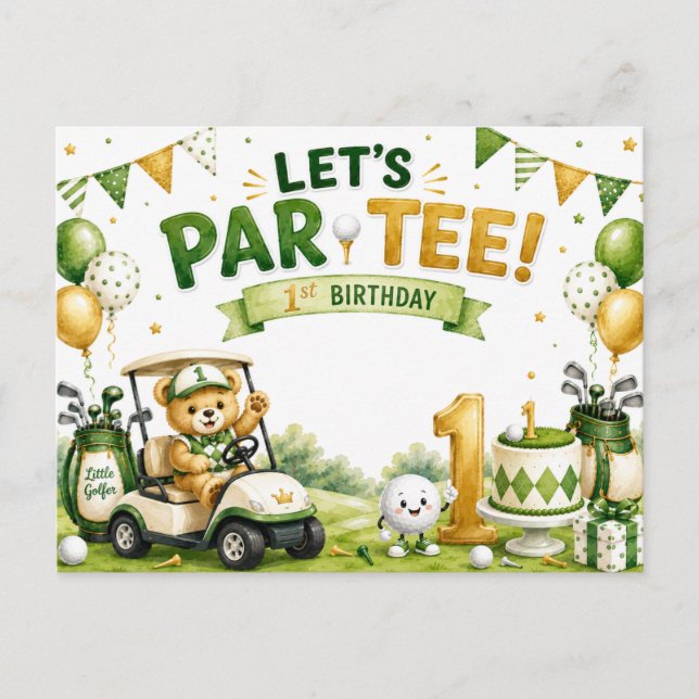 invitación de cumpleaños 1 de golf (Anverso)