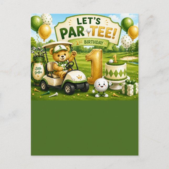 invitación de cumpleaños 1 de golf (Anverso)