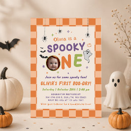 Invitación de cumpleaños 1 de Halloween Fantasma E