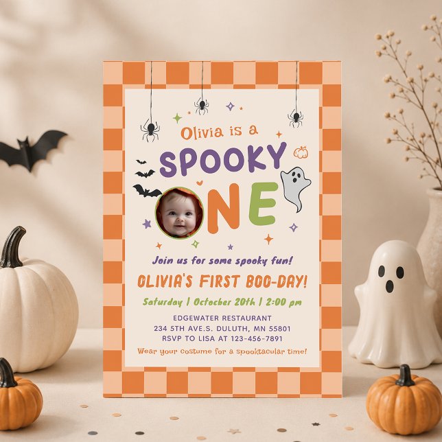 Invitación de cumpleaños 1 de Halloween Fantasma E (Subido por el creador)