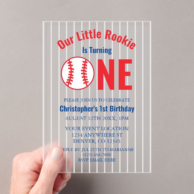 Invitación de cumpleaños 1 de Rookie Baseball (Insitu (portátil))