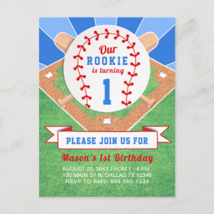 Invitación de cumpleaños 1 de Rookie Baseball