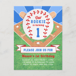 Invitación de cumpleaños 1 de Rookie Baseball