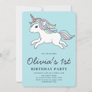 Invitación de cumpleaños 1 de Unicornio Lindo
