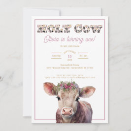 Invitación de cumpleaños 1 de vaca sagrada con art
