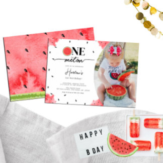 Invitación de cumpleaños 1 en foto de One In a Mel