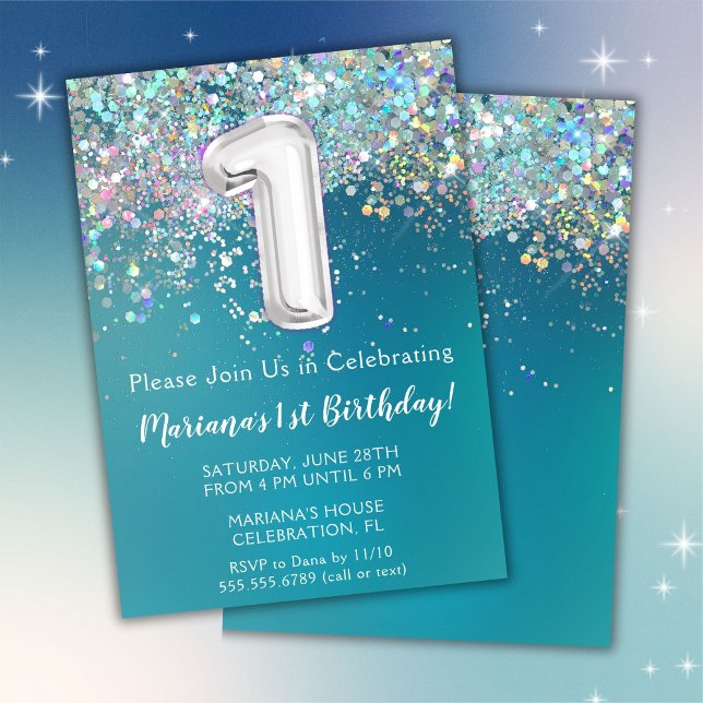 Invitación de cumpleaños 1er cumpleaños con brillo (Subido por el creador)