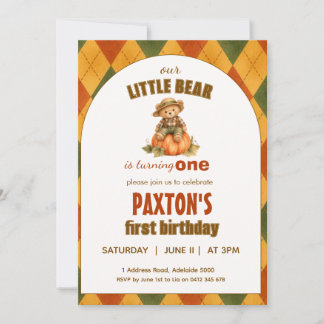 invitación de cumpleaños 1er cumpleaños de oso oto