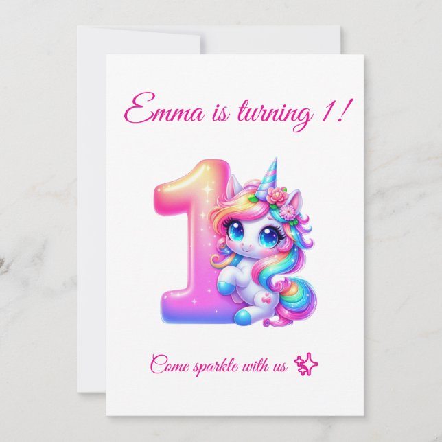 Invitación de Cumpleaños 1er Mágico Editable (Anverso)