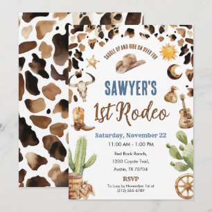 Invitación de cumpleaños '1er Rodeo' del vaquero o