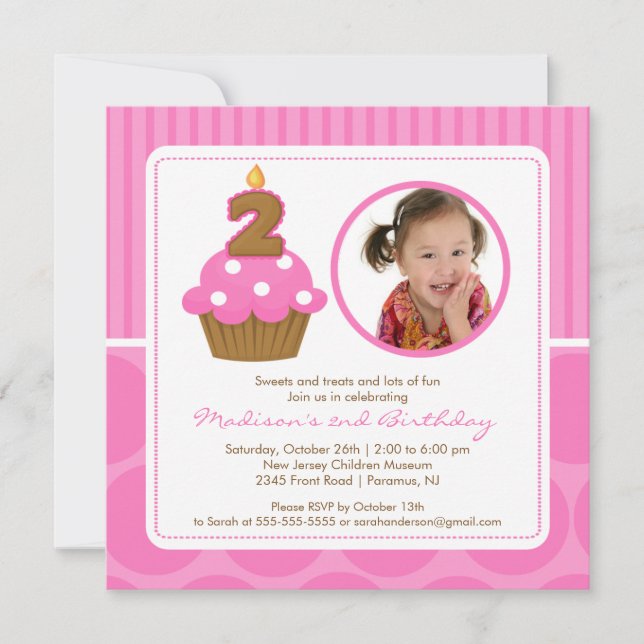 Invitación de cumpleaños 2º cumpleaños Pink (Anverso)