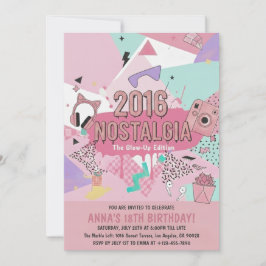 Invitación de cumpleaños 2016 Nostalgia Glow-Up