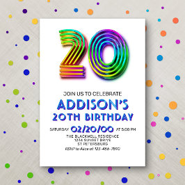 Invitación de cumpleaños 20 a la diversión moderna