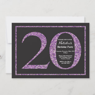 Invitación de cumpleaños 20 años con pizarra de pu