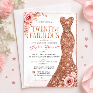 Invitación de cumpleaños 20: Veinte y Fabuloso