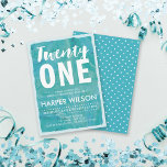 Invitación de cumpleaños 21ª acuarela<br><div class="desc">Invitar a amigos y familiares a una celebración de 21 años con esta invitación de cumpleaños a las acuarelas azules. Perfecto para un cumpleaños temático de playa o fiesta de piscina. Personalice esta invitación reemplazando el texto del marcador de posición en la plantilla. Para obtener más opciones, como cambiar el...</div>