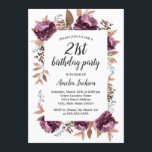 Invitación de cumpleaños 21ª color de agua púrpura<br><div class="desc">Más bonito Invitaciones de cumpleaños en la Pequeña Tienda Bayleigh!</div>