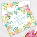 Invitación de cumpleaños 21ª floral acuarela de ve<br><div class="desc">Novedades para el verano 2024. Las acuarelas florales de verano modernas y coloridas presentan flores rosas, turquesas, azules, amarillas y naranjas. Forman moda rústica, boho, marco botánico alrededor de los detalles de tu fiesta de cumpleaños. Este artículo forma parte de la colección de acuarela de verano Floral. Contiene plantillas de...</div>