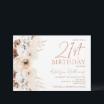 Invitación de cumpleaños 21 a Brown Beige Boho Flo<br><div class="desc">Invitación de cumpleaños 21ª marrón Beige Boho Floral 21ª Invitación de bohemio moderno con flores de 21º cumpleaños con una encantadora terracota y flores beige y un toque de pasto pampas. Esta invitación para el 21º cumpleaños también incluye una falsa imagen de un título de oro rosa en un texto...</div>