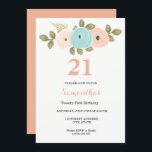 Invitación de cumpleaños 21 a Floral Bonito Peach<br><div class="desc">Bonito floral Colección de Coincidencia de Invitación a Cumpleaños 21 en Nicho y Nest Store. Hemos utilizado obras de arte de: Freshmint Paperie https://www.etsy.com/shop/FreshmintPaperie</div>