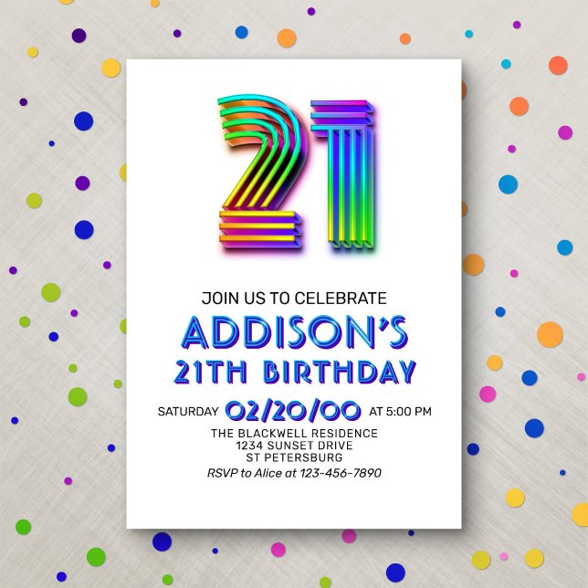 Invitación de cumpleaños 21 a la diversión moderna (Subido por el creador)