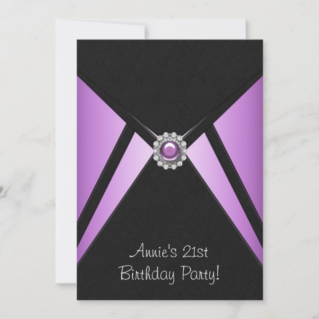 Invitación de cumpleaños 21 a la fiesta de negro p (Anverso)