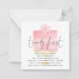 Invitación de cumpleaños 21 a la pastelería rosa m