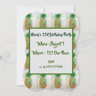 Invitación de cumpleaños 21 a la piña verde