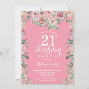 Invitación de cumpleaños 21 a los pueblos rosados 