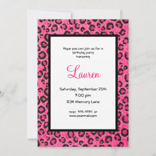 Invitación de cumpleaños 21 a Pink Leopard persona