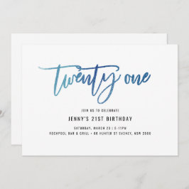 Invitación de cumpleaños 21 al Relieve metalizado 