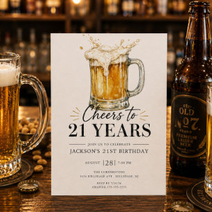 Invitación de cumpleaños 21 años ¡Salud!