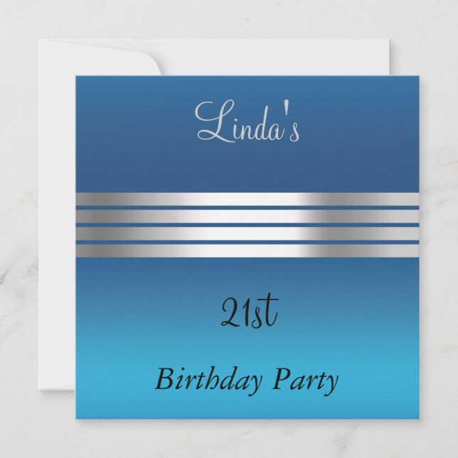 Invitación de cumpleaños 21 azul (Anverso)