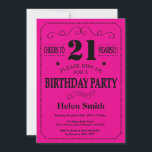 Invitación de cumpleaños 21 Black and Hot Pink<br><div class="desc">21.ª Invitación de cumpleaños tipografía negra y rosada caliente. Fondo negro y rosado caliente. Cumpleaños de adultos. Cumpleaños de hombres o mujeres. Invite a un niño o a una Chica. 13.º 15.º 16.º 18.º 20.21.30.40.50.60.70.80.90.100. Cualquier edad. Para una mayor personalización, haga clic en el botón "Personalizar" y utilice nuestra herramienta...</div>