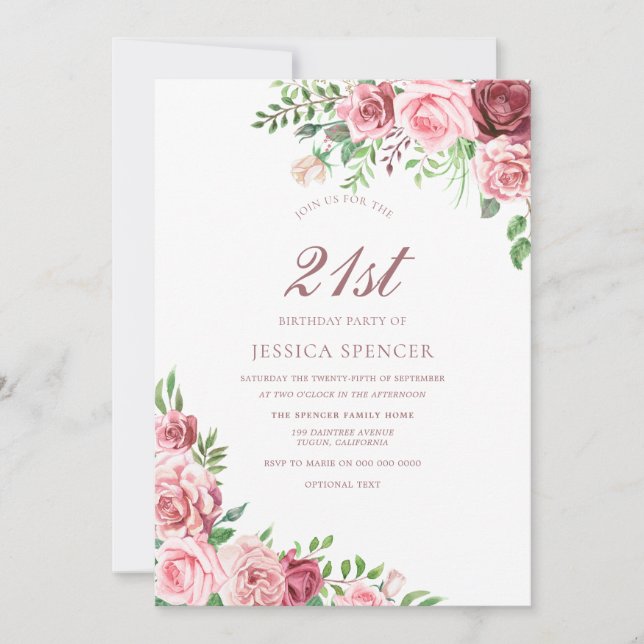 Invitación de cumpleaños 21 Chicas de Rubor de Bor (Anverso)