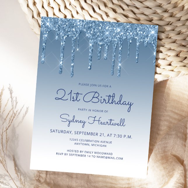 Invitación de Cumpleaños 21 con Brillo Azul que Go (Subido por el creador)