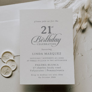 Invitación de Cumpleaños 21 con Caligrafía Clásica