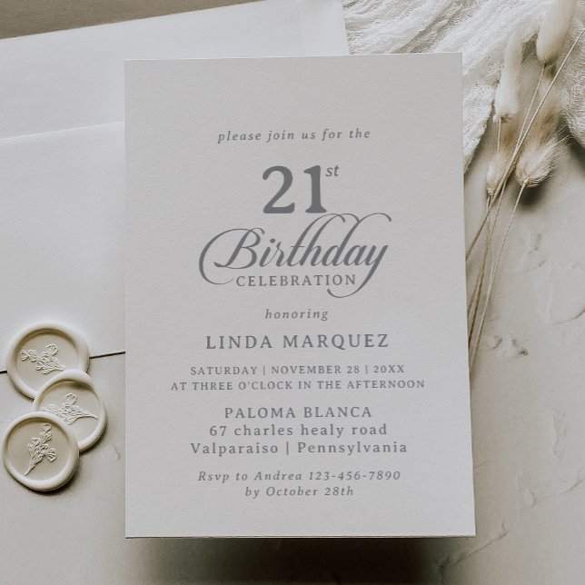 Invitación de Cumpleaños 21 con Caligrafía Clásica (Subido por el creador)