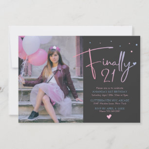 Invitación de cumpleaños 21 con foto