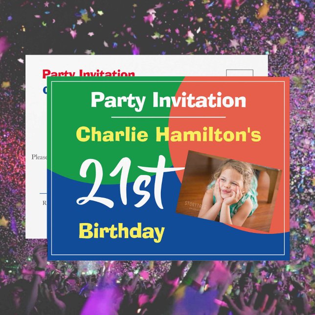 Invitación de cumpleaños 21 con postal fotográfica (Subido por el creador)