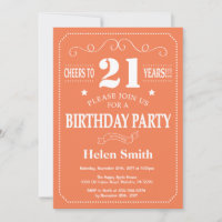 Invitación de cumpleaños 21 Coral y Blanco