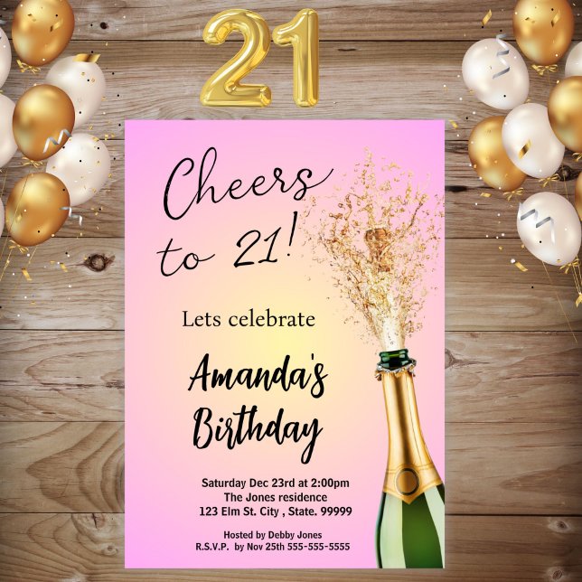 Invitación de cumpleaños 21 de chica Rosa (Subido por el creador)