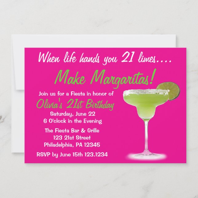 Invitación de cumpleaños 21 de Margarita (Anverso)